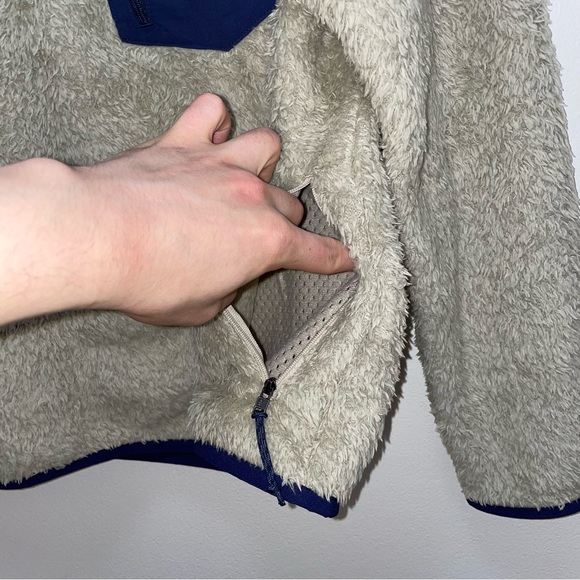 Patagonia Men's tan/navy Los Gatos Fleece Crew neck fleece size small - Picture 7 of 13